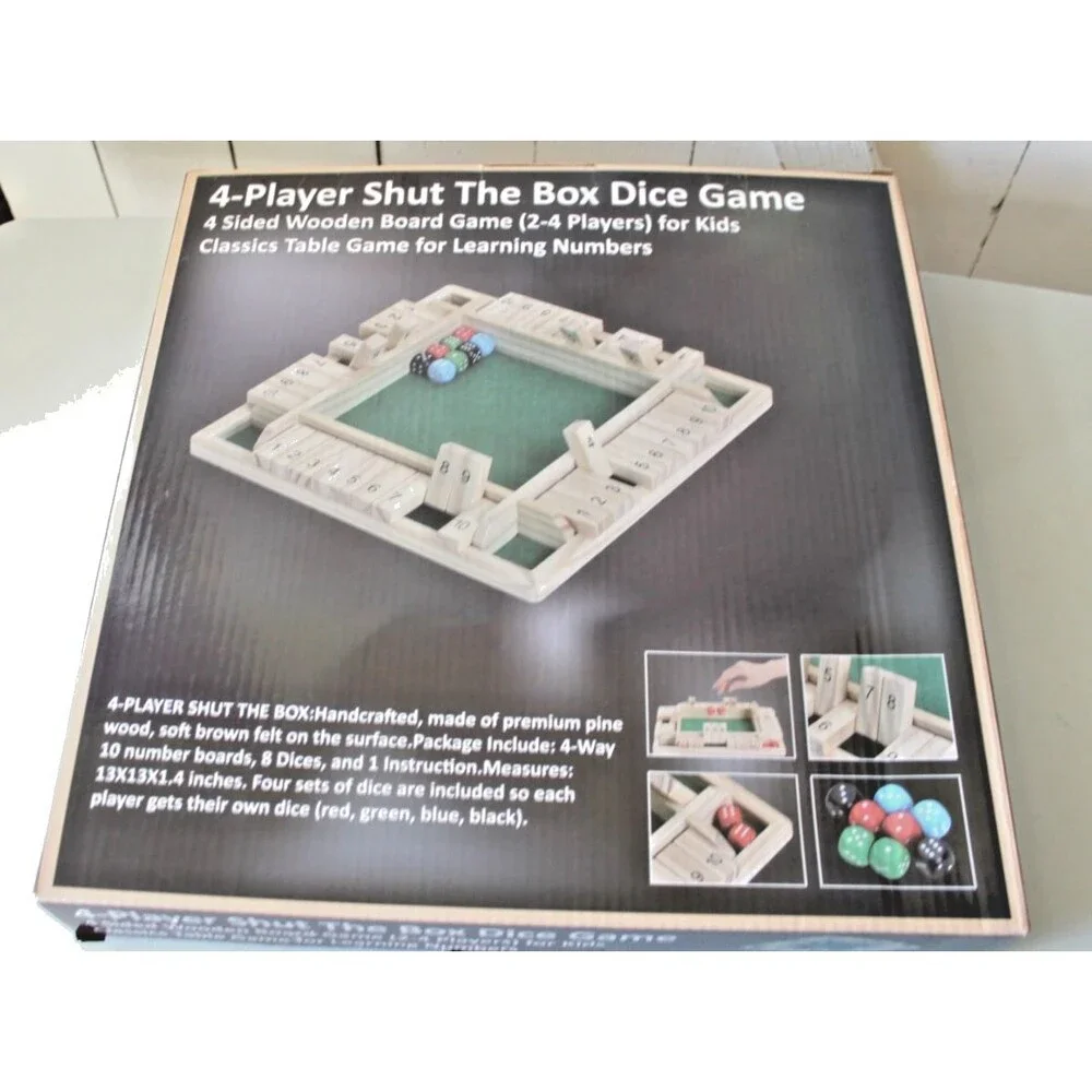 4 Player Shut The Box Dice Game, for Kids Learning Numbers Educational Ages 4+